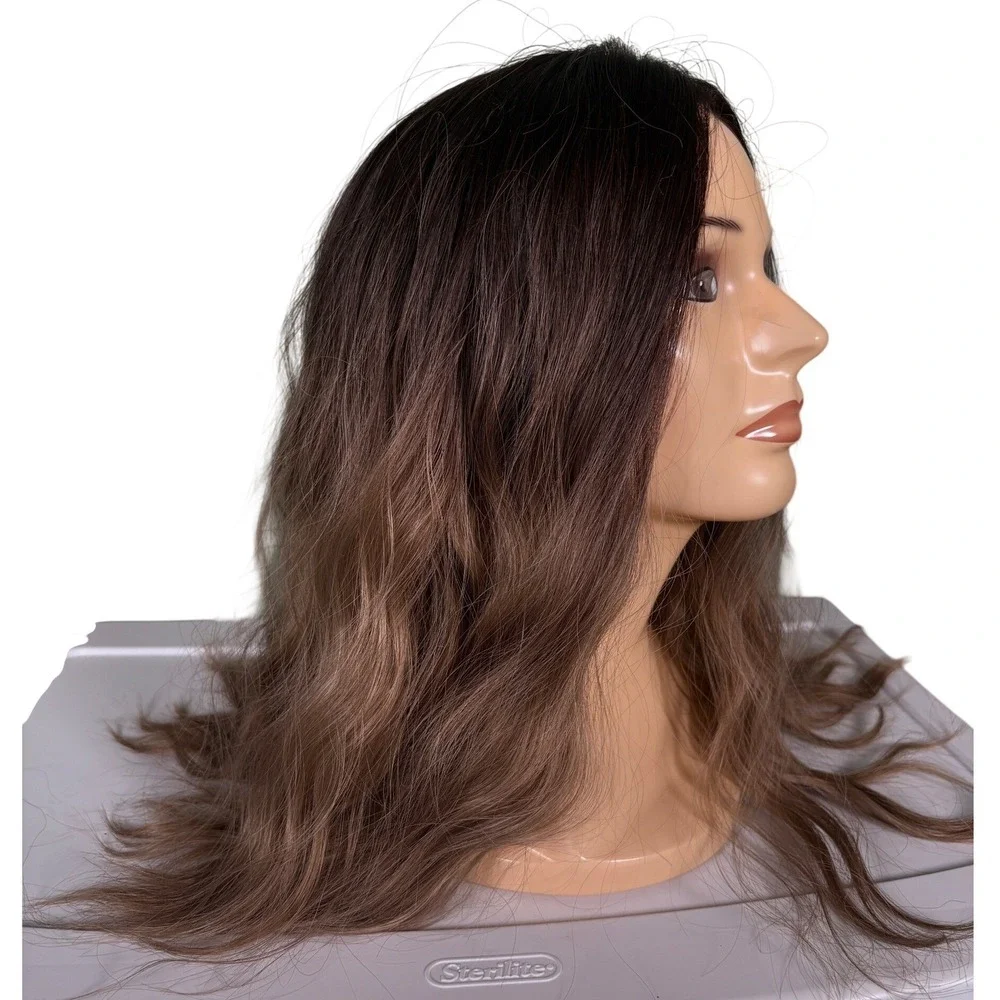 Long Wavy Ombre Synthetic Wig Dark Brown to Caramel Blonde Lace Front NWT